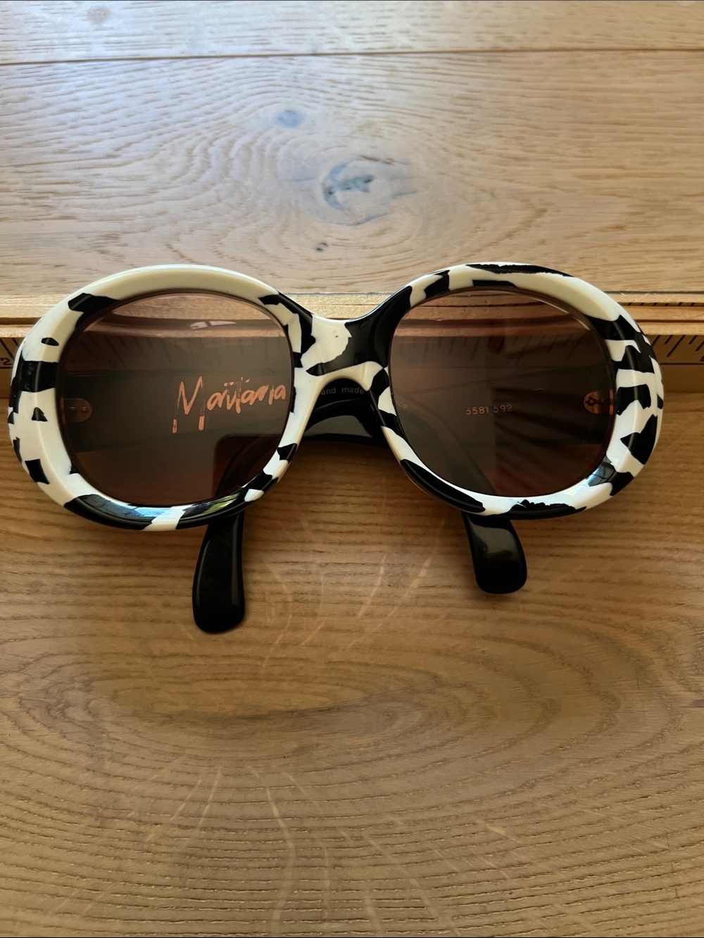 "Vintage Claude Montana 5581 592 Frame Black White Round Made in France."